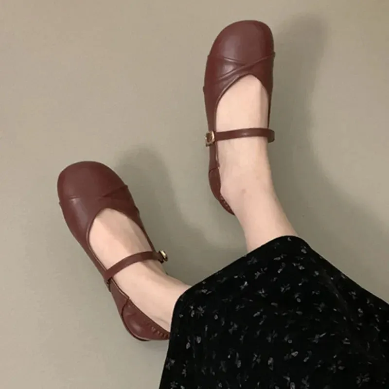 binfenxie  -  2024 Spring New Round Toe Shallow Women Mary Jane Shoes Fashion Pleated Ladies Flat Heel Ballerinas Shoes Casual Ballet Sho