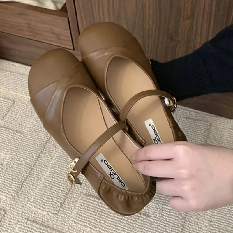 binfenxie  -  2024 Spring New Round Toe Shallow Women Mary Jane Shoes Fashion Pleated Ladies Flat Heel Ballerinas Shoes Casual Ballet Sho