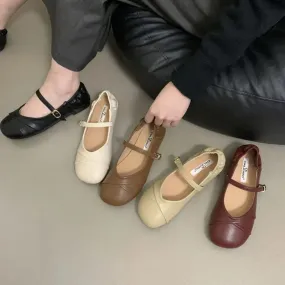 binfenxie  -  2024 Spring New Round Toe Shallow Women Mary Jane Shoes Fashion Pleated Ladies Flat Heel Ballerinas Shoes Casual Ballet Sho