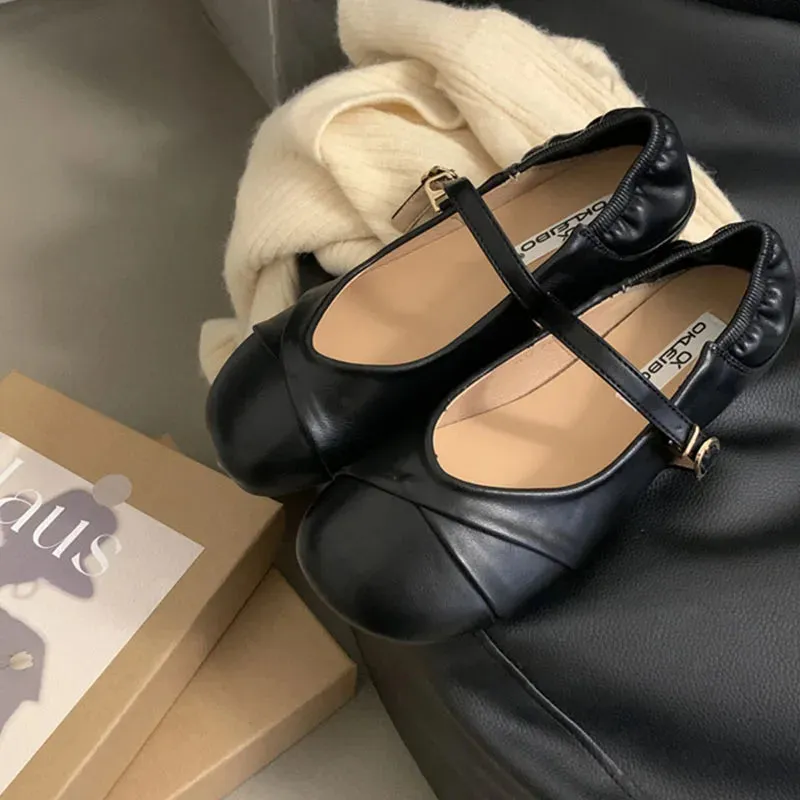 binfenxie  -  2024 Spring New Round Toe Shallow Women Mary Jane Shoes Fashion Pleated Ladies Flat Heel Ballerinas Shoes Casual Ballet Sho