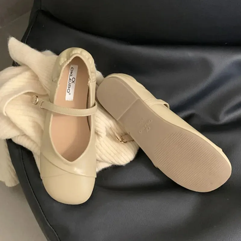 binfenxie  -  2024 Spring New Round Toe Shallow Women Mary Jane Shoes Fashion Pleated Ladies Flat Heel Ballerinas Shoes Casual Ballet Sho