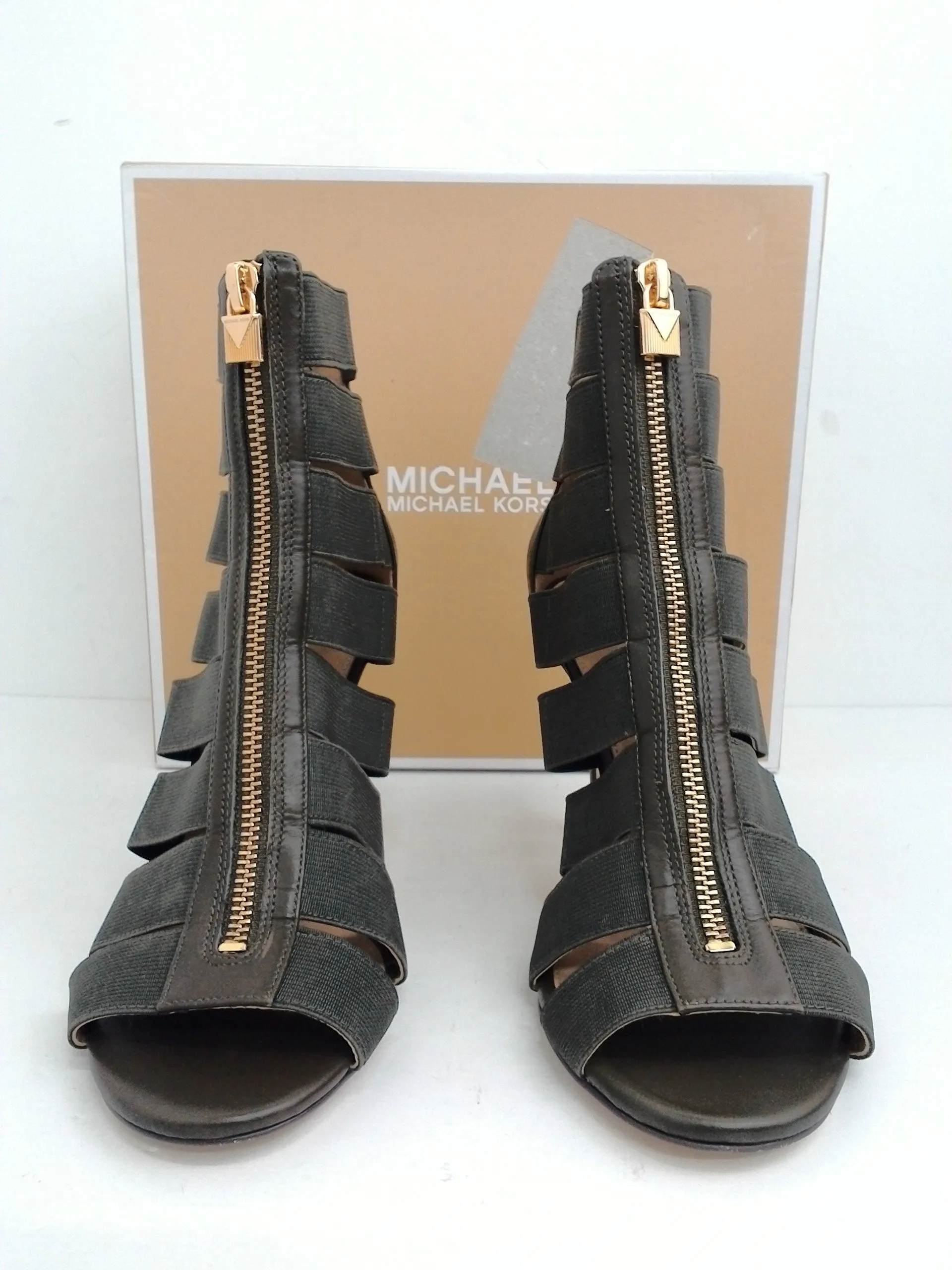 Michael Kors Women's Margaret Open Toe Elastic Green Olive Size 7.5 M
