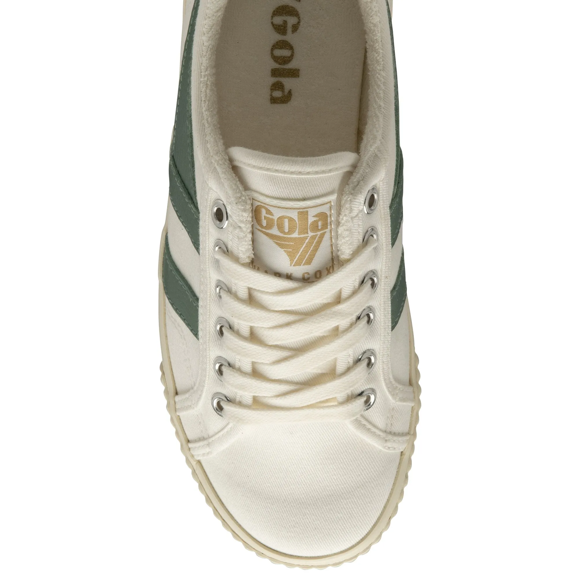 Witte sneaker met groene streep | Gola tennis mark cox canvas lace-up trainer off white/green mist